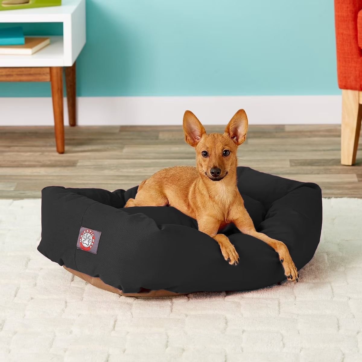 MAJESTIC PET Bagel Dog Bed, Black, 24in