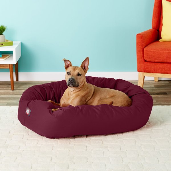 Majestic Pet Bagel Dog Bed, Burgundy, 40-in slide 1 of 4