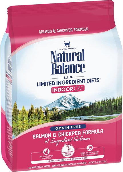 Natural Balance L.I.D. Limited Ingredient Diets Indoor Grain-Free Salmon & Chickpea Formula Dry Cat Food, 5-lb bag slide 1 of 6