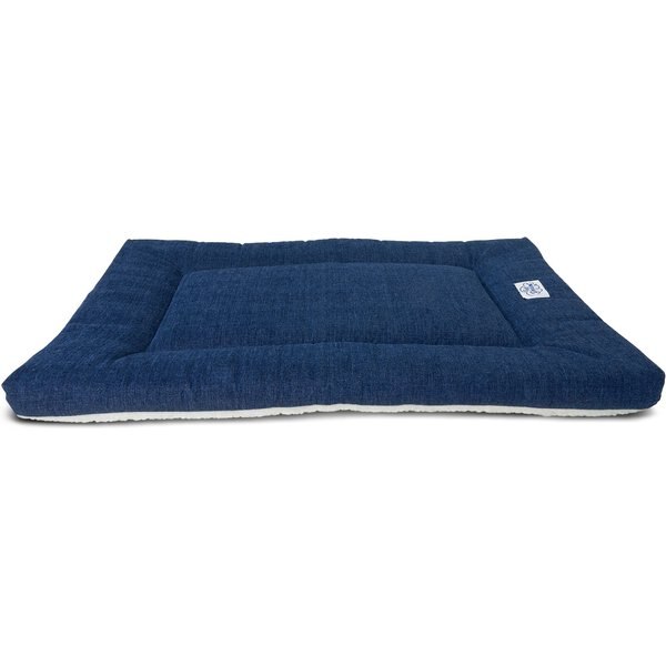 PET DREAMS Sleepeez Classic Reversible Dog Crate Mat, Denim, 36in