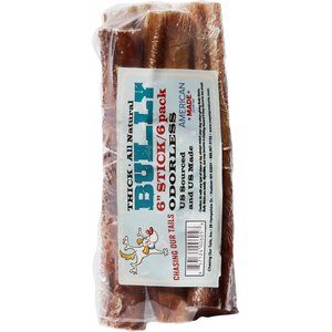 Chasing Our Tails Odorless Thick 6'' Bully Sticks Dog Treats, 6 count