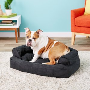 Snoozer Pet Products Luxury Overstuffed Cat & Dog Bed w/Removable Cover, Black, Small