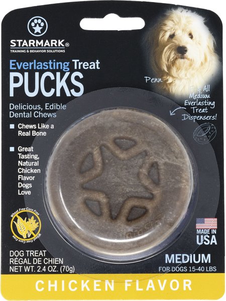 Starmark Everlasting Puck Medium Chicken Flavor Adult Dental Dog Chews