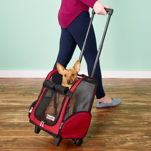 Snoozer Pet Products Roll Around 4-in-1 Travel Dog & Cat Carrier Backpack, Red, Medium