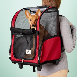 Snoozer Pet Products Roll Around 4-in-1 Travel Dog & Cat Carrier Backpack, Red, Large