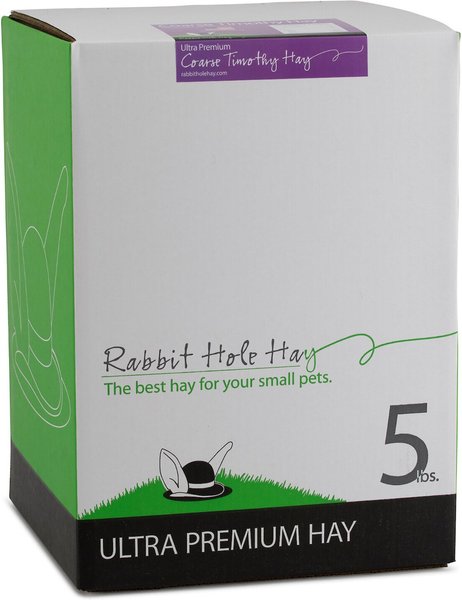 Rabbit Hole Hay Ultra Premium, Hand Packed Coarse Timothy Hay Small Animal Food, 5-lb box slide 1 of 3