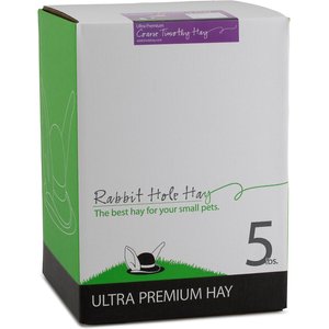 Rabbit Hole Hay Ultra Premium, Hand Packed Coarse Timothy Hay Small Animal Food, 5-lb box