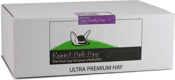 Rabbit Hole Hay Ultra Premium, Hand Packed Coarse Timothy Hay Small Animal Food, 10-lb box slide 1 of 3
