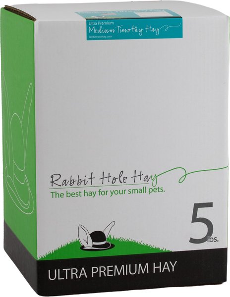 Rabbit Hole Hay Ultra Premium, Hand Packed Medium Timothy Hay Small Animal Food, 5-lb box slide 1 of 4