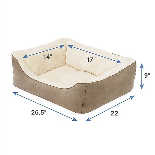 Frisco Rectangular Bolster Cat & Dog Bed, Khaki Green, Medium