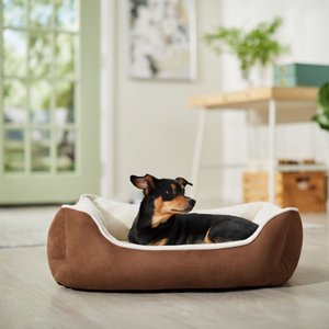 Frisco Rectangular Bolster Cat & Dog Bed, Brown, Medium