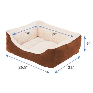 Frisco Faux Suede Bolster Dog Bed, Brown, Medium