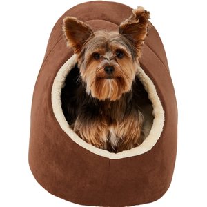 Frisco Cave Covered Cat & Dog Bed, Brown