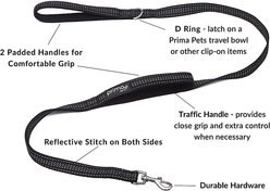 Prima Pets Dual-Handle Reflective Dog Leash, Medium, 4-ft, Black slide 2 of 8