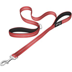 Prima Pets Dual-Handle Reflective Dog Leash, Large, 4-ft, Red
