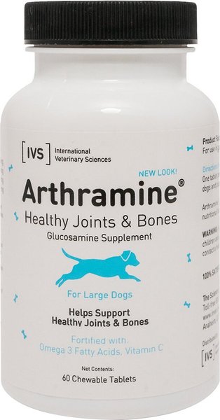 International Veterinary Sciences Arthramine Healthy Joints & Bones Glucosamine Dog Supplement, Large, 60 count slide 1 of 3