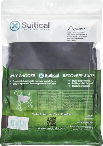 Suitical Recovery Suit for Dogs, Black, Medium