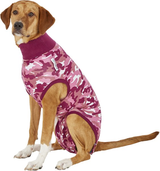 Pawcomon Dog Recovery Suit Abdominal Wounds Protector Medical Surgical Clothes Post-Operative Shirt After Surgery Wear Substitute E-Collar&Cone Puppy Small Dog Medium-Sized Dog Pink Star XS 