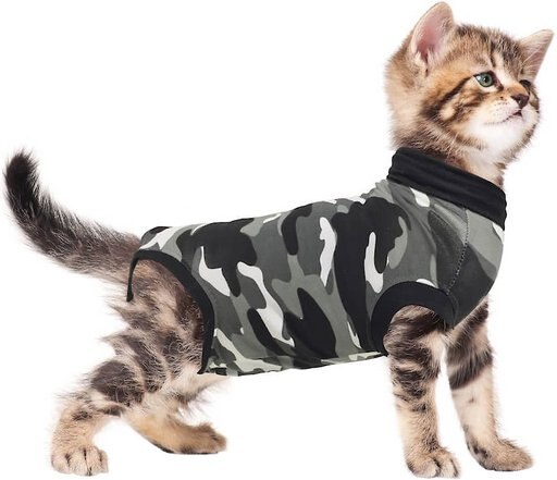 Suitical Recovery Suit for Cats, Black Camo, XXX-Small