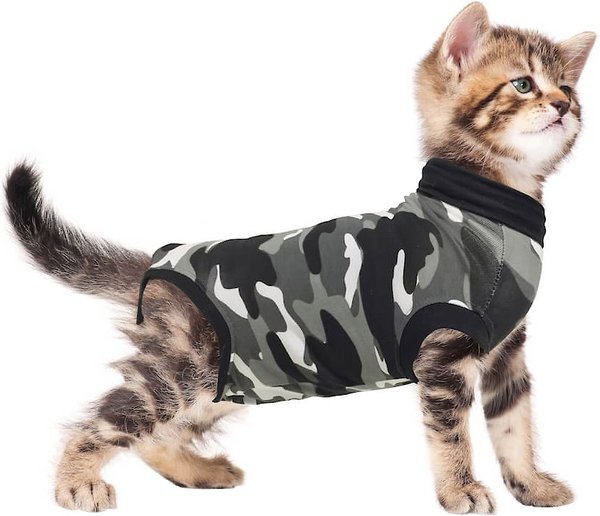 SUITICAL Recovery Suit for Cats Black Camo Small Chewy