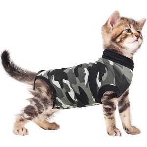 Suitical Recovery Suit for Cats, Black Camo, Small