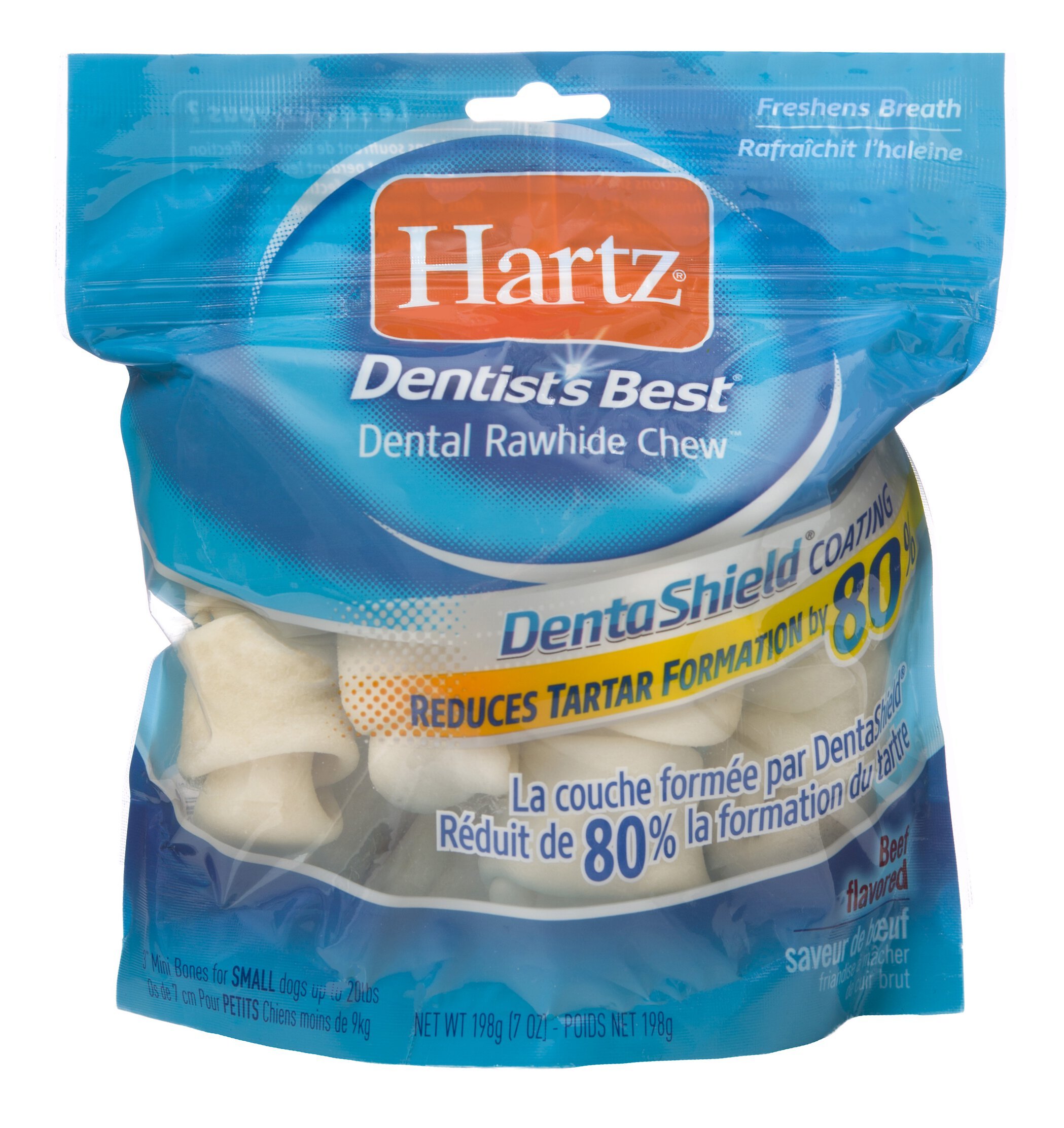 Hartz Dentist's Best Rawhide Dentashield 3-4" Bone Dog Treats