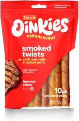 Hartz Oinkies Porkalicious 5" Smoked Flavored Natural Chew Dog Treats, 10 count