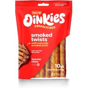 Hartz Oinkies 5" Pig Skin Twists Real Smoked Flavor Dog Treats, 10 count