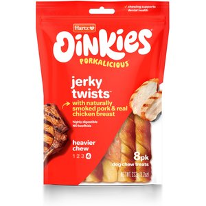 Hartz Oinkies Porkalicious Jerky Chicken Natural Chew Dog Treats, 8 count