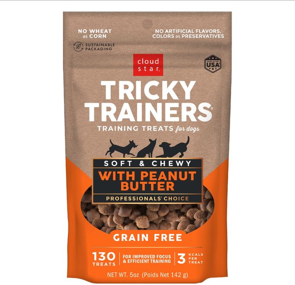 Cloud Star Tricky Trainers Chewy Peanut Butter Flavor Grain-Free Dog Treats, 5-oz slide 1 of 9