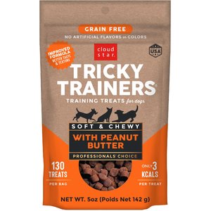 Cloud Star Tricky Trainers Chewy Peanut Butter Flavor Grain-Free Dog Treats, 5-oz