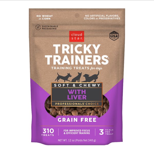 Cloud Star Tricky Trainers Chewy Liver Flavor Grain-Free Dog Treats, 12-oz bag slide 1 of 9