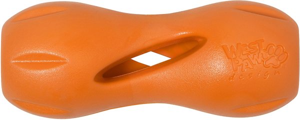 West Paw Qwizl Tough Treat Dispensing Dog Chew Toy, Tangerine Orange, Small slide 1 of 8