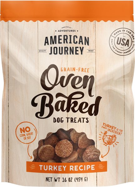 American Journey Turkey Recipe Grain-Free Oven Baked Crunchy Biscuit Dog Treats, 16-oz bag slide 1 of 7