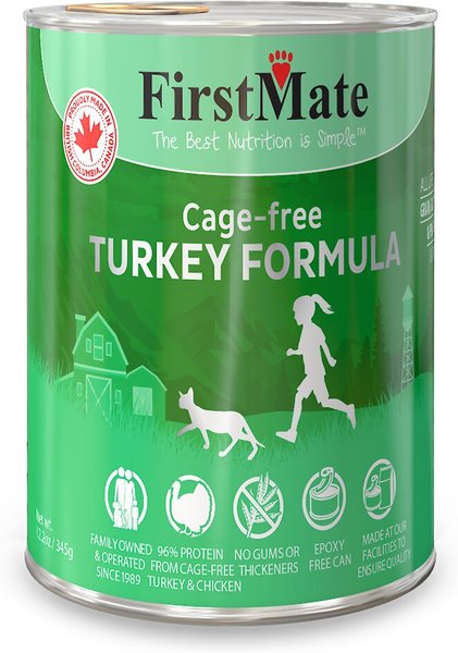 FirstMate Turkey Formula Limited Ingredient Grain-Free Canned Cat Food, 12.2-oz, case of 12 slide 1 of 2