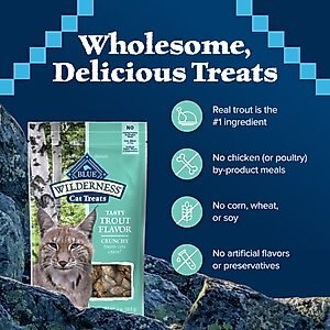 Blue Buffalo Wilderness Trout Formula Crunchy Grain-Free Cat Treats, 2-oz bag