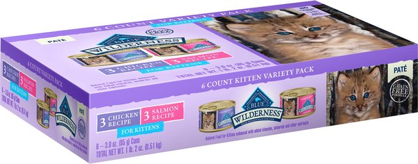 Blue Buffalo Wilderness Pate Kitten Variety Pack with Chicken & Salmon Grain-Free Cat Food Trays, 3-oz, case of 6 slide 1 of 7