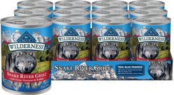 Blue Buffalo Wilderness Snake River Grill Trout, Venison & Rabbit Formula Grain-Free Canned Dog Food, 12.5-oz, case of 12
