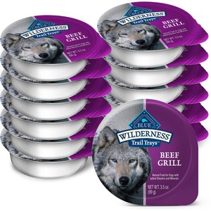 Blue Buffalo Wilderness Trail Trays Beef Grill Formula Grain-Free Dog Food Trays, 3.5-oz, case of 12
