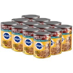 Pedigree Choice Cuts in Gravy Chicken & Rice Flavor Adult Canned Wet Dog Food, 13.2-oz can, case of 12