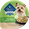 Blue Buffalo Divine Delights Filet Mignon Flavor Hearty Gravy Dog Food Trays, 3.5-oz, case of 12