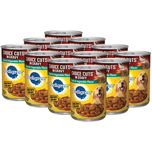 Pedigree Choice Cuts in Gravy Steak & Vegetable Flavor Adult Canned Wet Dog Food 13.2 oz, case of 12