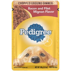 Pedigree Chopped Ground Dinner Bacon & Filet Mignon Flavor Adult Wet Dog Food, 3.5-oz, case of 16
