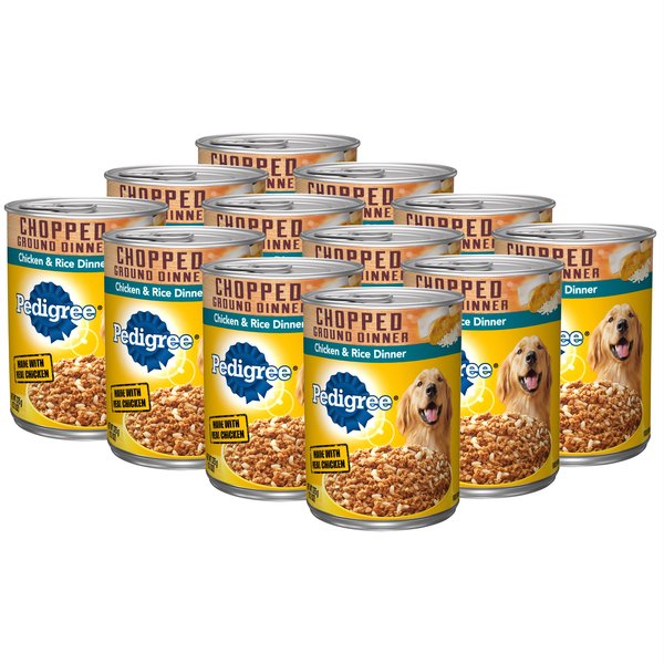 Pedigree Chopped Ground Dinner Chicken & Rice Dinner Adult Canned Dog Food, 13.2-oz, case of 12 slide 1 of 9