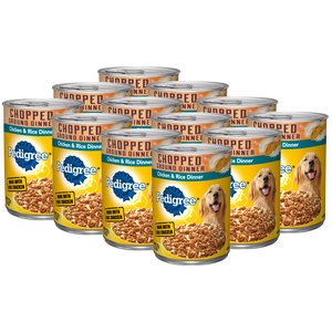 Pedigree Chopped Ground Dinner Chicken & Rice Adult Canned Soft Wet Dog Food, 13.2-oz can, 12 count