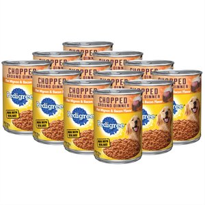 Pedigree Chopped Ground Dinner Filet Mignon & Bacon Flavor Canned Dog Food, 13.2-oz, case of 12