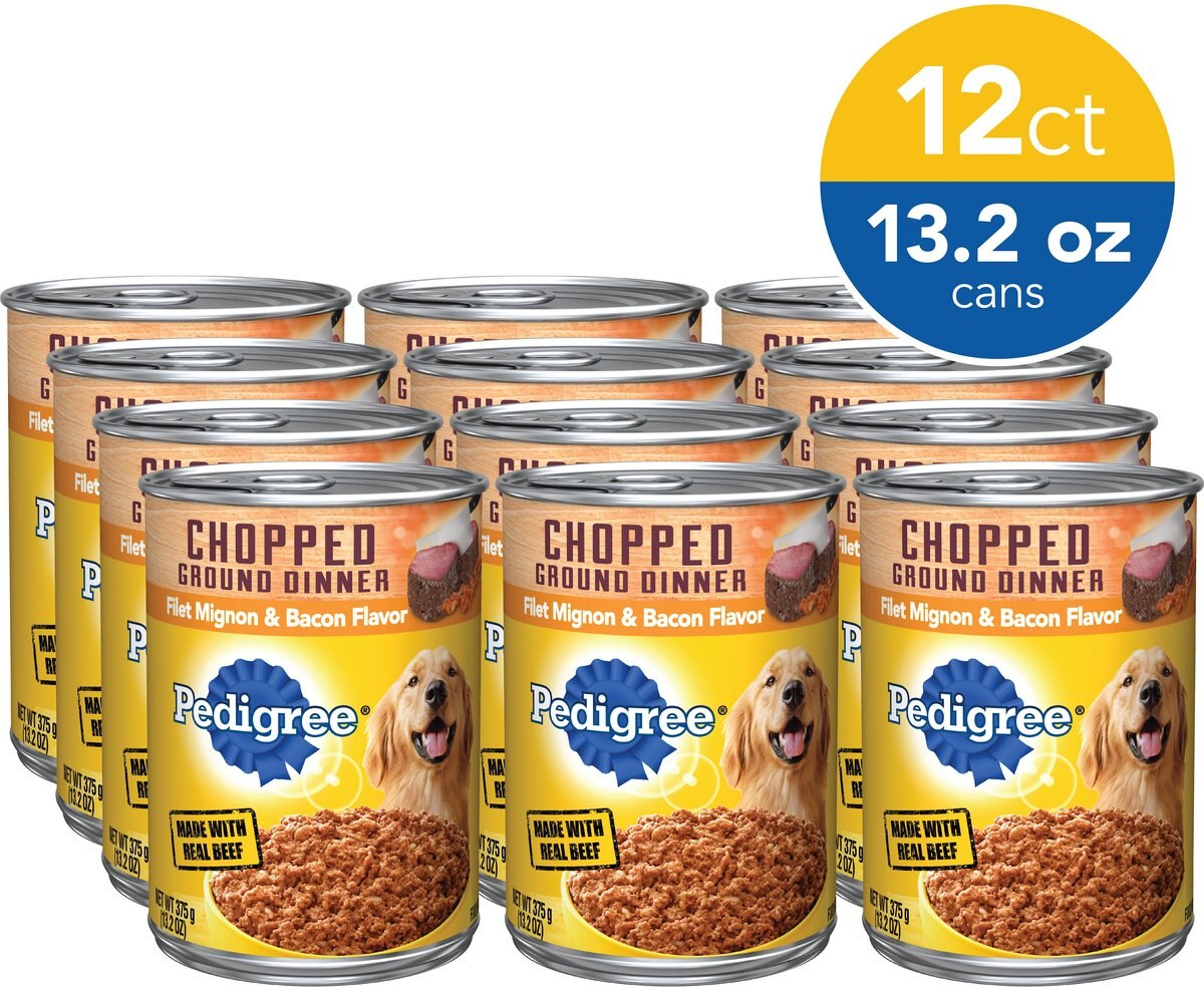 Pedigree Chopped Ground Dinner Filet Mignon & Bacon Flavor Adult Canned Wet Dog Food