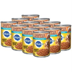 Pedigree Chopped Ground Dinner T-Bone Steak Flavor Adult Canned Wet Dog Food, 13.2-oz, case of 12
