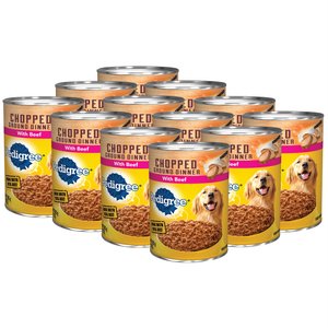 Pedigree Chopped Ground Dinner with Beef Adult Canned Wet Dog Food, 22-oz, case of 12