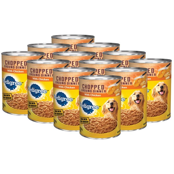 Pedigree Chopped Ground Dinner with Chicken Adult Canned Wet Dog Food, 22 oz, case of 12 slide 1 of 10